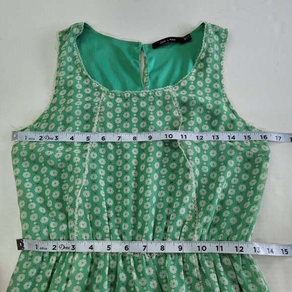 Doe & Rae Dress Womens M Green Floral Stretch Lined Cottagecore Sleeveless Flowy - Picture 9 of 11